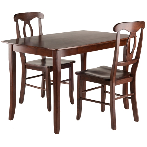 SLICKBLUE  Inglewood 3-PC Dining Table With Key Hole Chairs, Walnut
