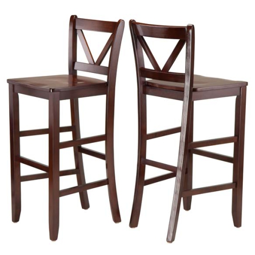 Parkland 3-Pc High Table with V-Back Bar Stools, Walnut