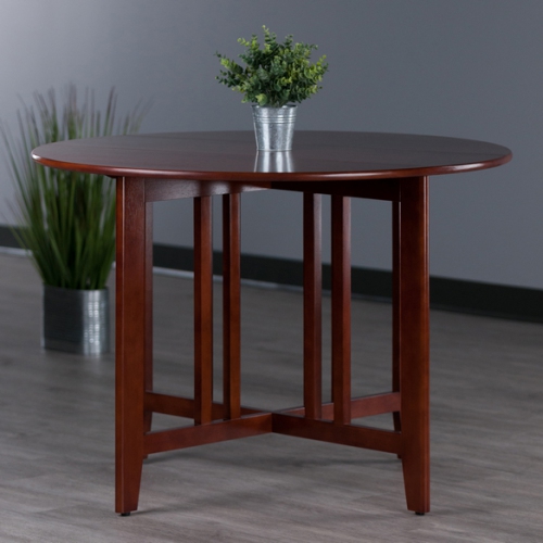 Alamo 5-Pc Round Drop Leaf Table with Ladder-back Chairs, Walnut