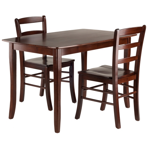 SLICKBLUE  Inglewood 3-PC Dining Table With Ladder-Back Chairs, Walnut