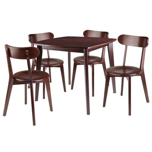 Image 1 of 10.. Pauline 5-Pc Dining Table with H-Leg Chairs, Walnut