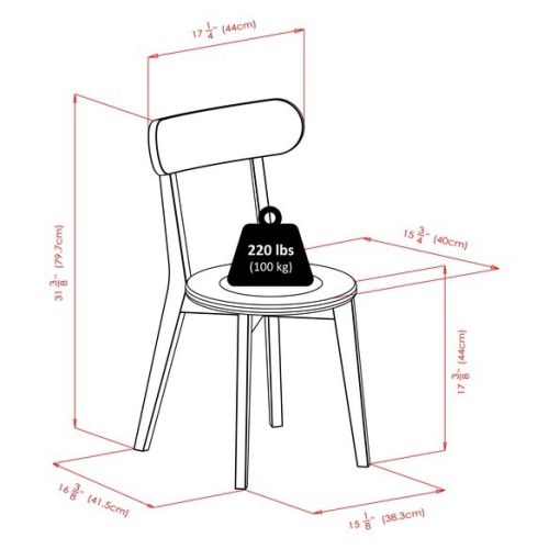 Pauline 5-Pc Dining Table with H-Leg Chairs, Walnut