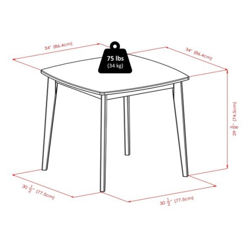 Pauline 5-Pc Dining Table with H-Leg Chairs, Walnut