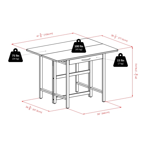 Taylor 3-Pc Drop Leaf Table with Ladder-back Chairs, Walnut