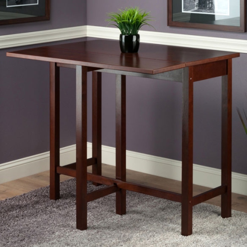 Lynnwood Drop Leaf Island Table with Counter Stools, Walnut