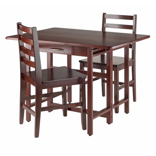 Taylor 3-Pc Drop Leaf Table with Ladder-back Chairs, Walnut