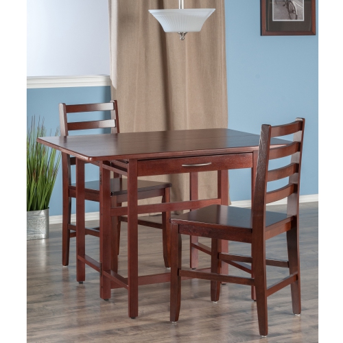 Taylor 3-Pc Drop Leaf Table with Ladder-back Chairs, Walnut