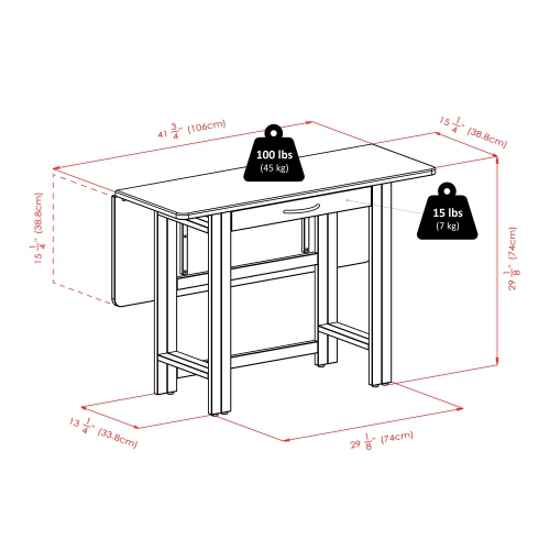 Taylor 3-Pc Drop Leaf Table with Ladder-back Chairs, Walnut