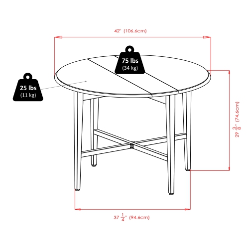 SLICKBLUE  Hannah Double Drop Leaf Round Dining Table, Light Oak