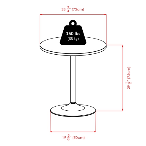SLICKBLUE  Spectrum 29" Round Dinning Table And Chrome In Black