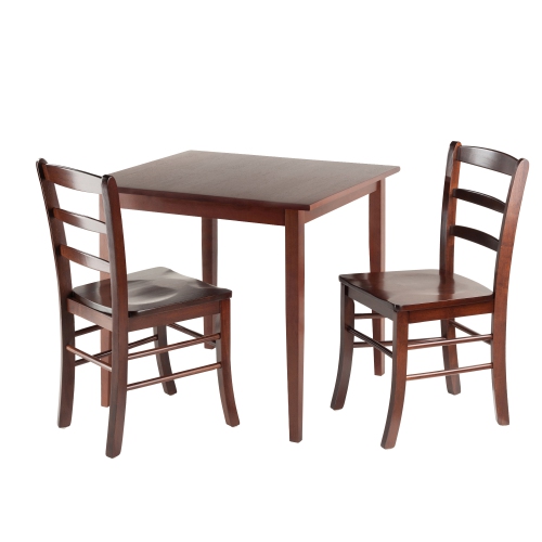 SLICKBLUE  Groveland 3-PC Dining Table With Ladder-Back Chairs, Walnut