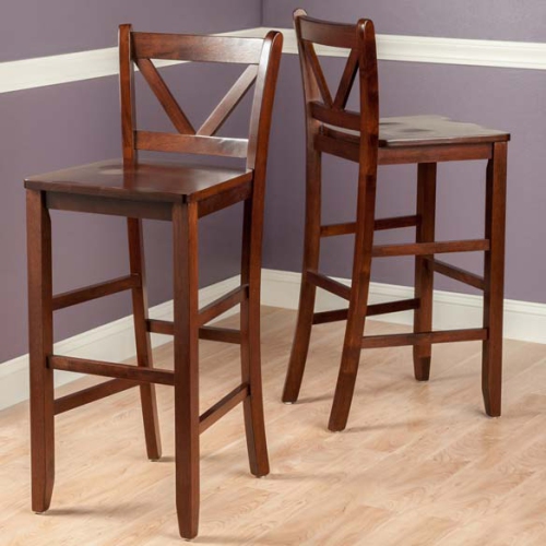 Fiona 3-Pc High Table with V-back Bar Stools, Walnut
