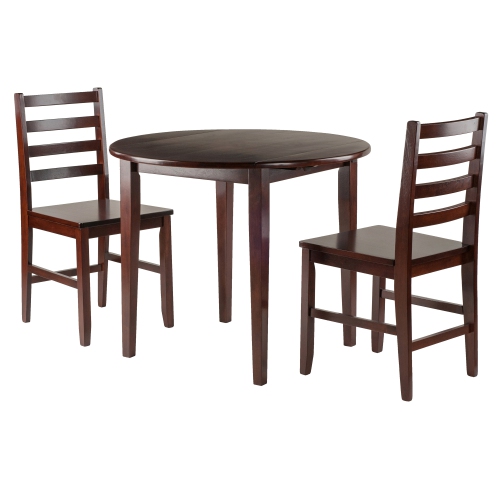 SLICKBLUE  Clayton 3-PC Drop Leaf Table With Ladder-Back Chairs, Walnut