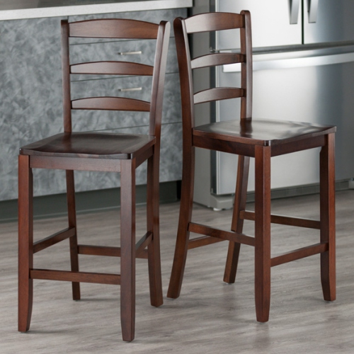 Lynnwood 3-Pc Drop Leaf Table with Ladder-back Counter Stools, Walnut