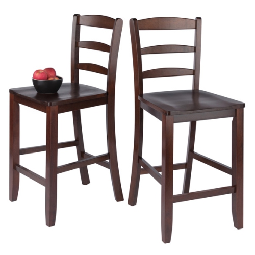 Lynnwood 3-Pc Drop Leaf Table with Ladder-back Counter Stools, Walnut