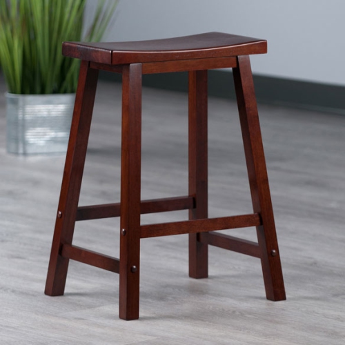 Sally 3-Pc Breakfast Table with Saddle Seat Counter Stools, Walnut