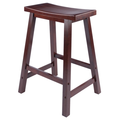 Sally 3-Pc Breakfast Table with Saddle Seat Counter Stools, Walnut