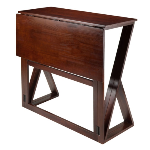Harrington 3-Pc Drop Leaf High Table with Rush Seat Bar Stools, Walnut
