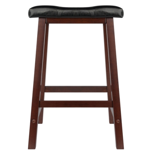 Lynnwood 3-Pc Drop Leaf Table with Cushion Saddle Seat Counter Stools, Walnut and Black