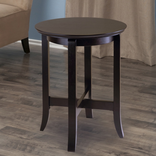 Toby Round Accent End Table, Espresso