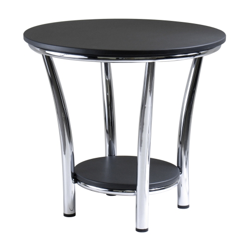 SLICKBLUE  Maya Round End Table And Metal In Black