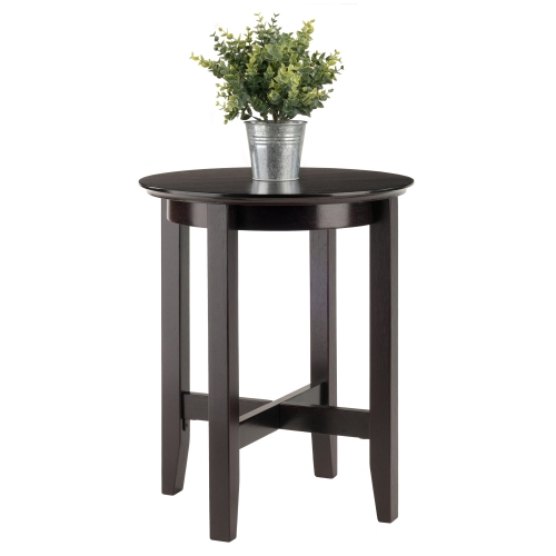 Toby Round Accent End Table, Espresso