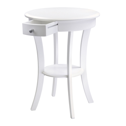 Sasha Round Accent Table, White