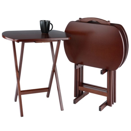 Corbett 5-Pc Oversize Snack Table Set, Walnut