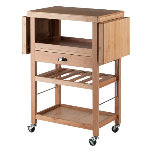 SLICKBLUE  Barton Utility Kitchen Cart, Drop Leaf, Bamboo