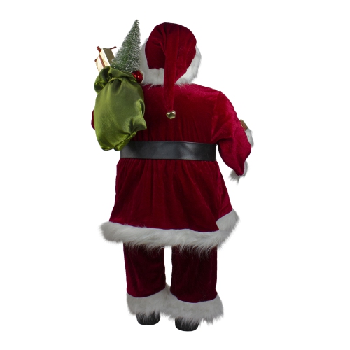 Santa Claus Christmas Figure with Teddy Bear and Gift Bag - 36"
