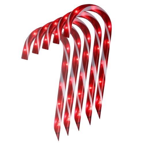 Set of 10 Lighted Outdoor Candy Cane Christmas Pathway Markers 12"