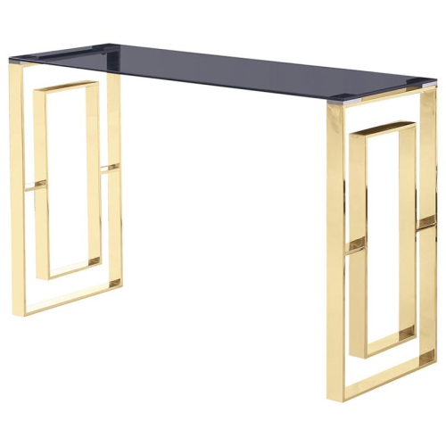 BEST MASTER  Mallory Stainless Steel And Smoked Glass Console Table In In Gold