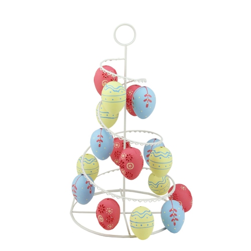 NORTHLIGHT  14.25" And Pink Floral Cut Out Easter Egg Tree Tabletop Decor In White