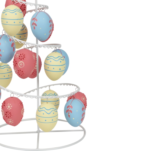 14.25" White and Pink Floral Cut Out Easter Egg Tree Tabletop Decor