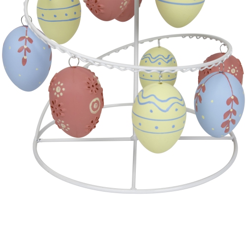 14.25" White and Pink Floral Cut Out Easter Egg Tree Tabletop Decor