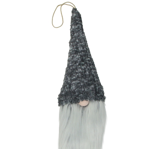 34" Gray and White Hanging Gnome Hat Christmas Decoration
