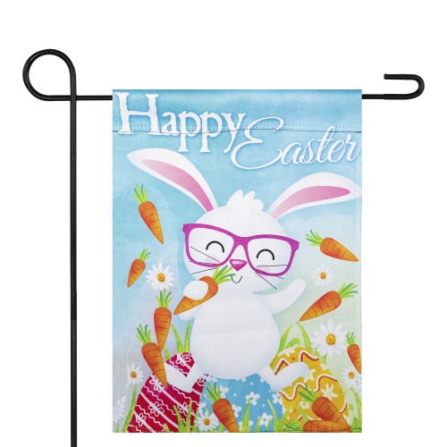 Happy Easter Bunny with Carrots Outdoor Garden Flag 12.5" x 18"