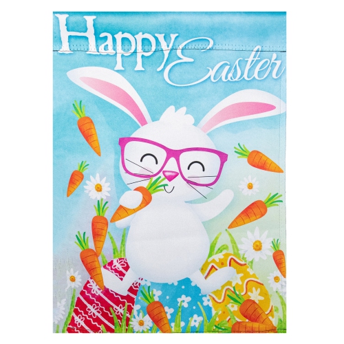 Happy Easter Bunny with Carrots Outdoor Garden Flag 12.5" x 18"