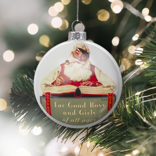 3" Norman Rockwell 'No Christmas Problem Now' Glass Disc Ornament