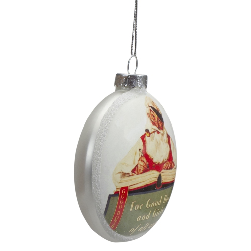 3" Norman Rockwell 'No Christmas Problem Now' Glass Disc Ornament