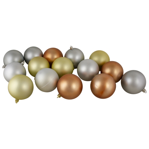 NORTHLIGHT  "32Ct Silver And Almond Shatterproof 2-Finish Christmas Ball Ornaments 3.25"" (80Mm)" In Gold