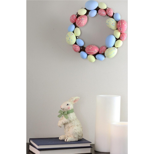 10" Pink, Yellow and Blue Floral Stem Easter Egg Spring Wreath