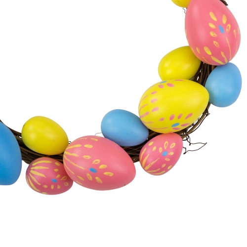 10" Pink, Yellow and Blue Floral Stem Easter Egg Spring Wreath