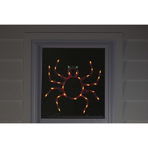 15" Lighted Spider Halloween Window Silhouette Decoration