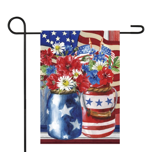 NORTHLIGHT  Patriotic Americana Floral Bouquet Outdoor Garden Flag 12.5" X 18"