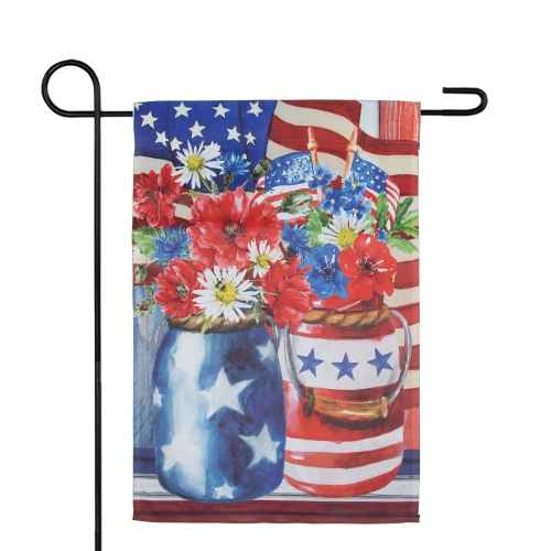 Patriotic Americana Floral Bouquet Outdoor Garden Flag 12.5" x 18"