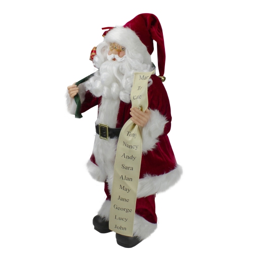 24" Santa Claus with Bag of Gifts and Naughty or Nice List Christmas Figure