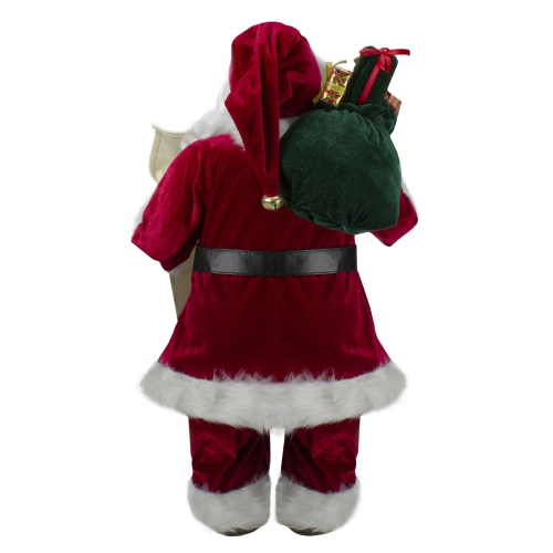 24" Santa Claus with Bag of Gifts and Naughty or Nice List Christmas Figure
