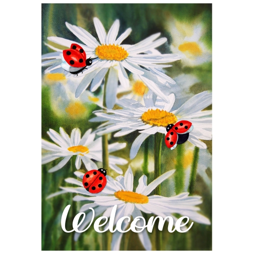 Welcome Ladybug and Daisey Outdoor Garden Flag 12.5" x 18"