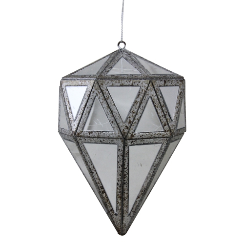 5.5" Gray and Clear Mirrored Geometric Drop Christmas Ornament